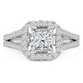 Princess Diamond Radiant Halo Engagement Ring in 14K White Gold - Size 7 M522