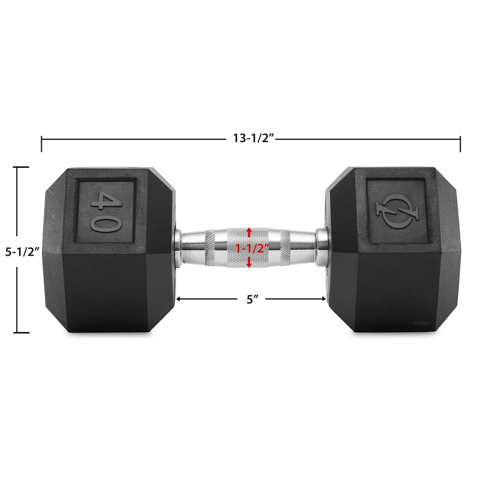 45 lbs Rubber Coated Hex Dumbbell G483