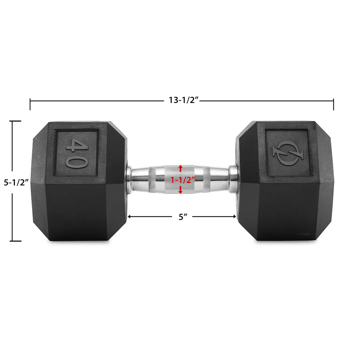 45 lbs Rubber Coated Hex Dumbbell G483
