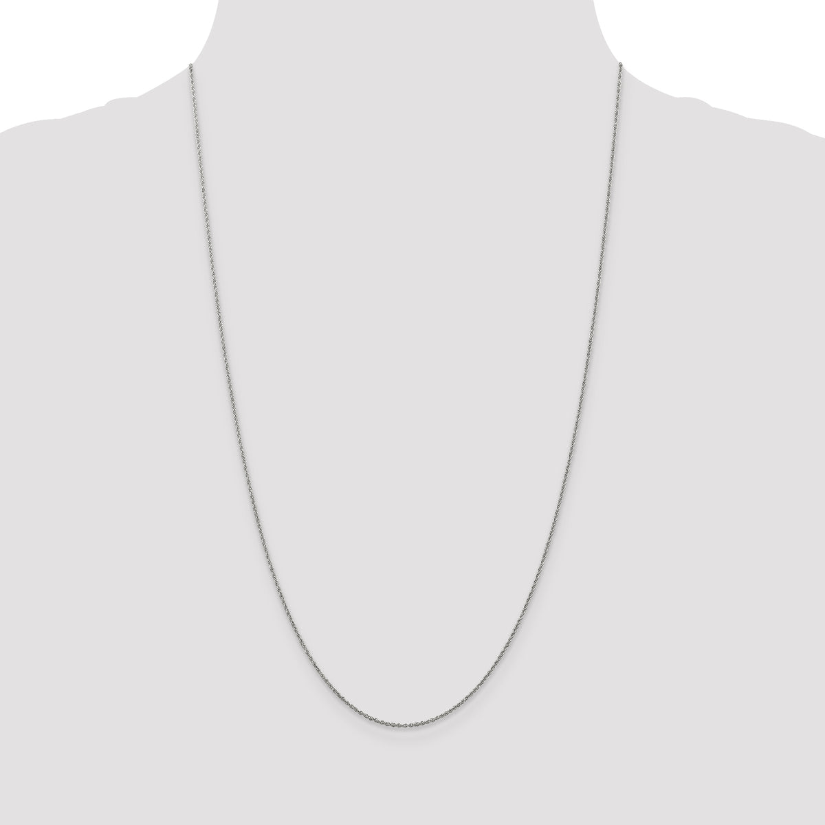 14K White Gold Baby Rope Chain Necklace 24 Inches Y423595