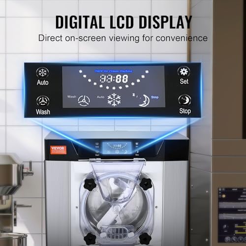 Commercial Ice Cream Machine 1400W 20/5.3 Gph Hard Serve Ice Cream Maker with LED Display Screen L362