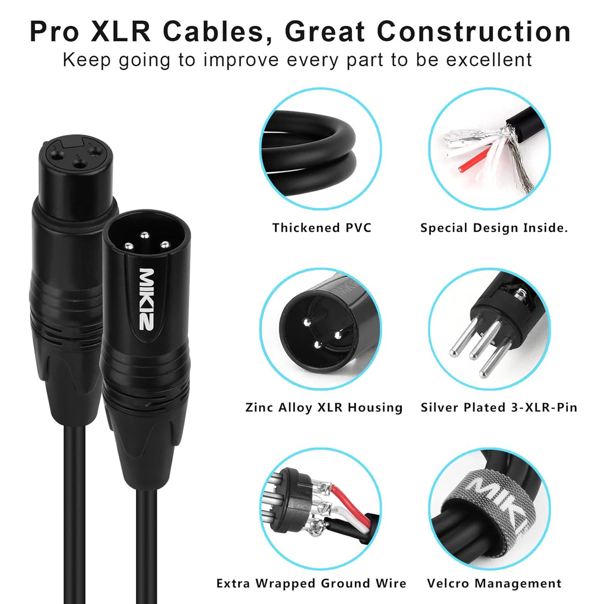 XLR Cables 25 ft 10 Color Coded Packs N394