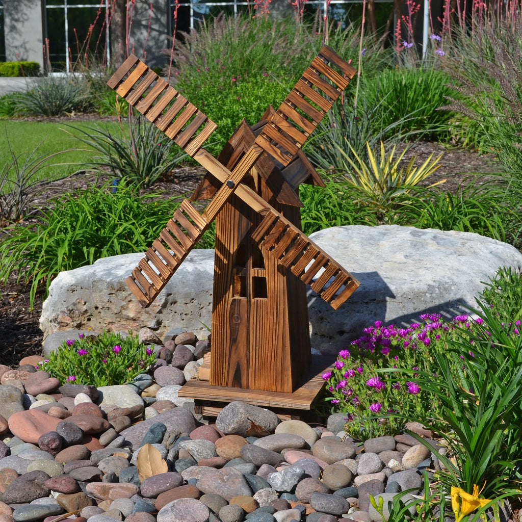 Rustic Brown Wooden Dutch Windmill Sculpture A697