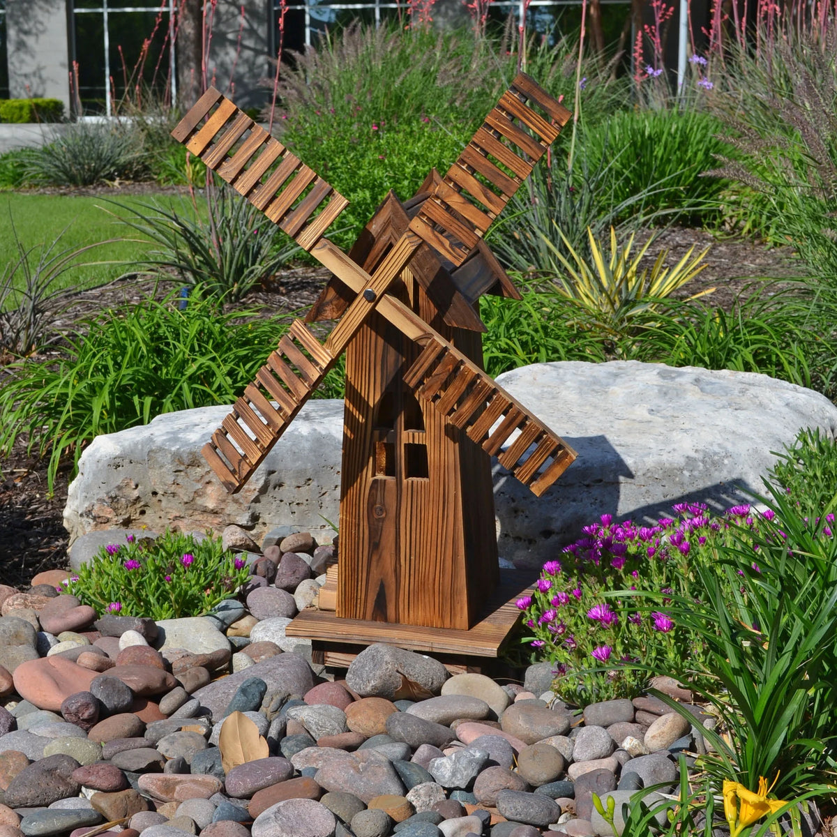 Rustic Brown Wooden Dutch Windmill Sculpture A697
