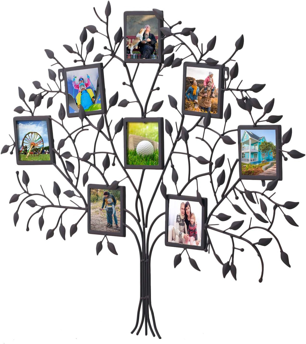Black Metal Wall Hanging Picture Frame with 8 Openings D269
