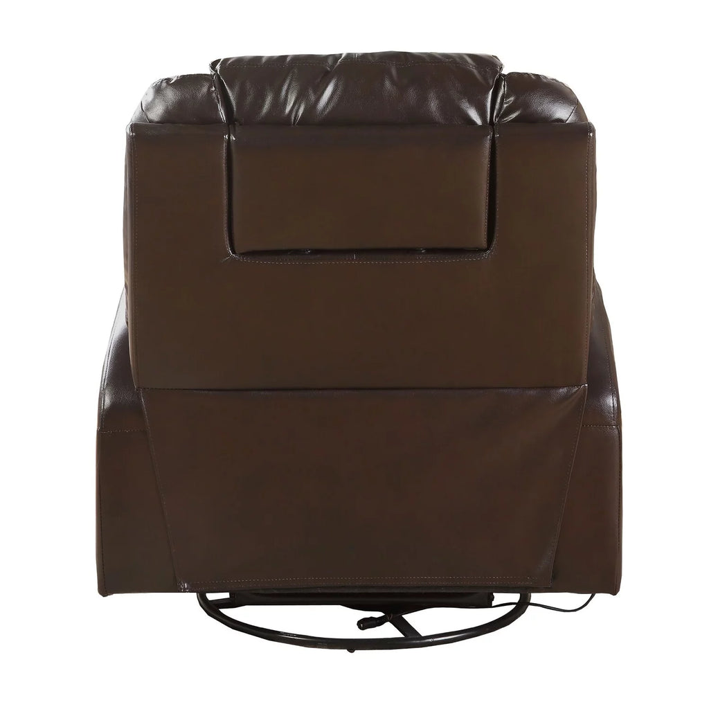 Brown Polyurethane Upholstered Metal Rocker Recliner with Swivel B6414