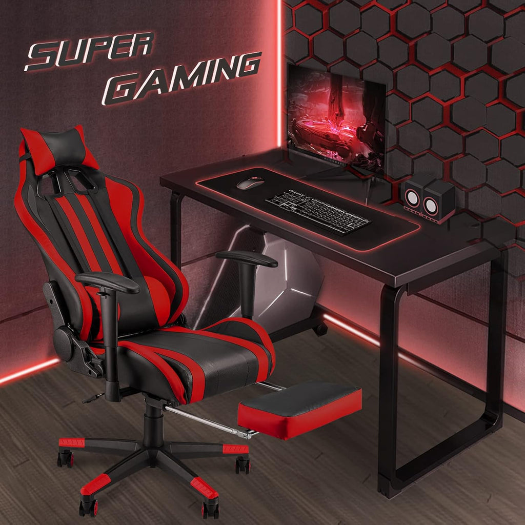 Gaming Chair with Footrest, Ergonomic Office Chair, Black/Red E88321