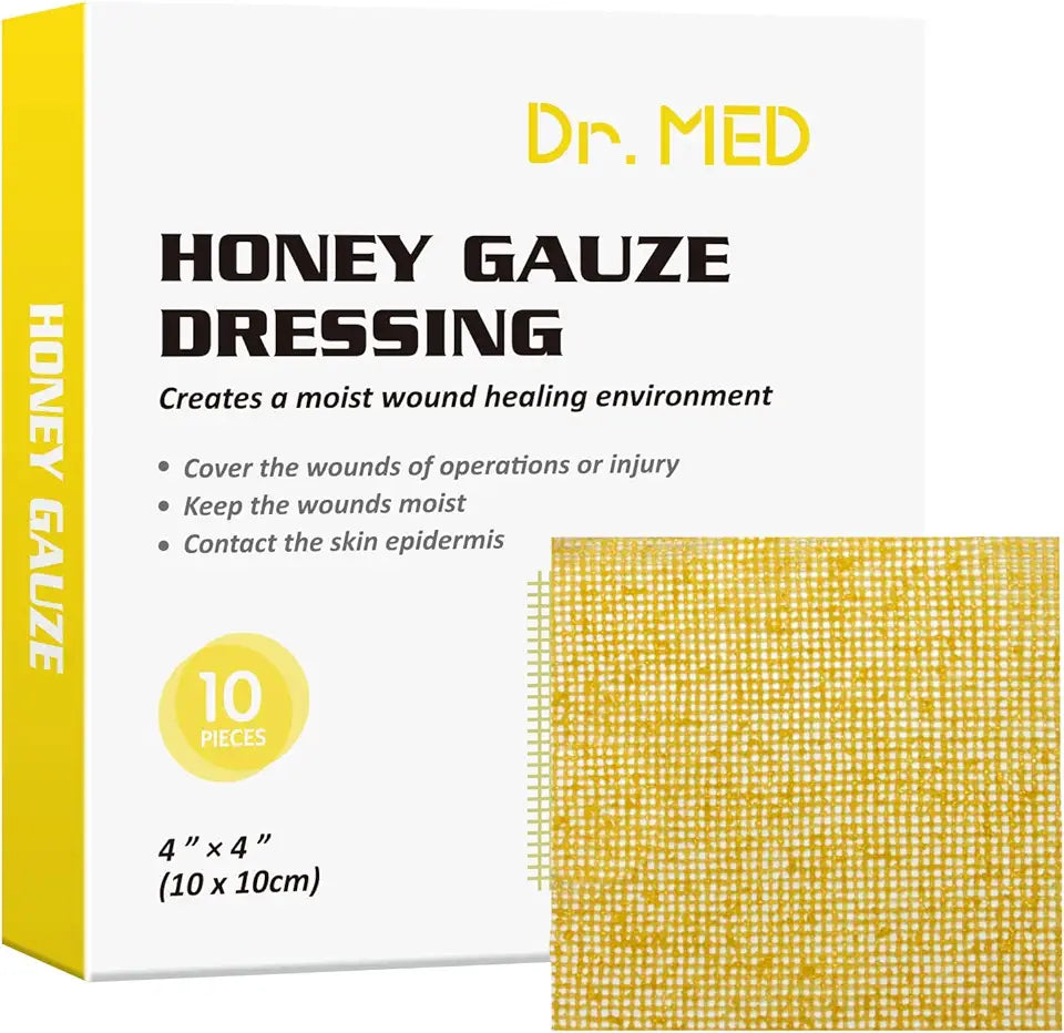 Honey Gauze Dressing 4" x 4", 10 Pcs/Box Medical Bandage Tulle Mesh Patch P4944