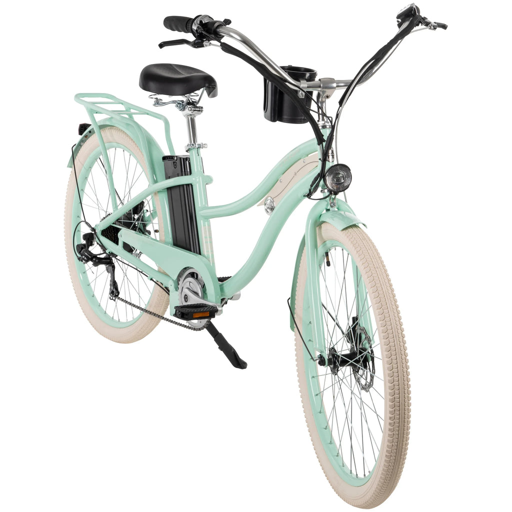 26-in 7-Spd Electric Cruiser Bike, Mint Green, 36V, 350W R1460