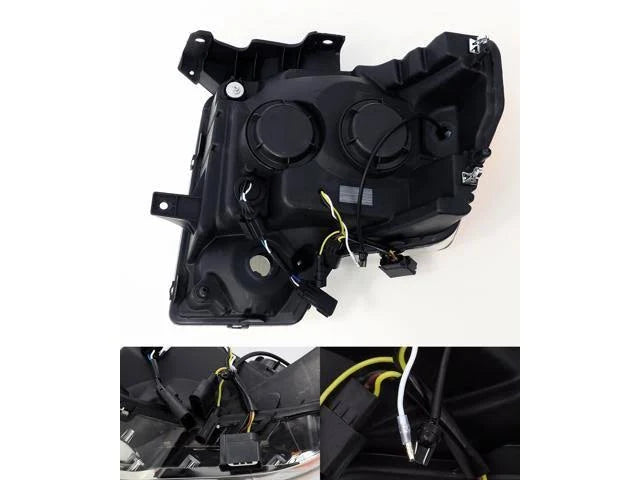 Polished Black LED Tube Dual Projector Headlights F337612