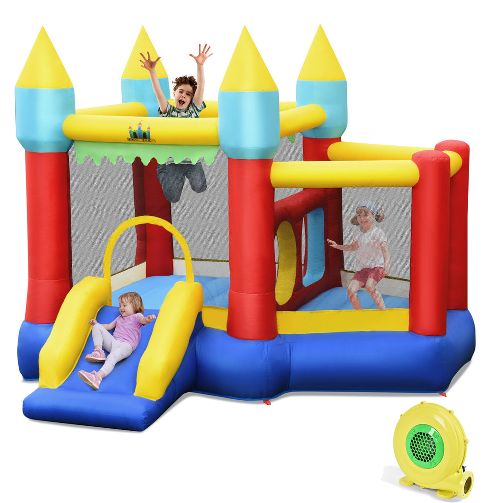 Inflatable Bounce House Slide with Tunnels Ball Pit and 480W Blower A235704