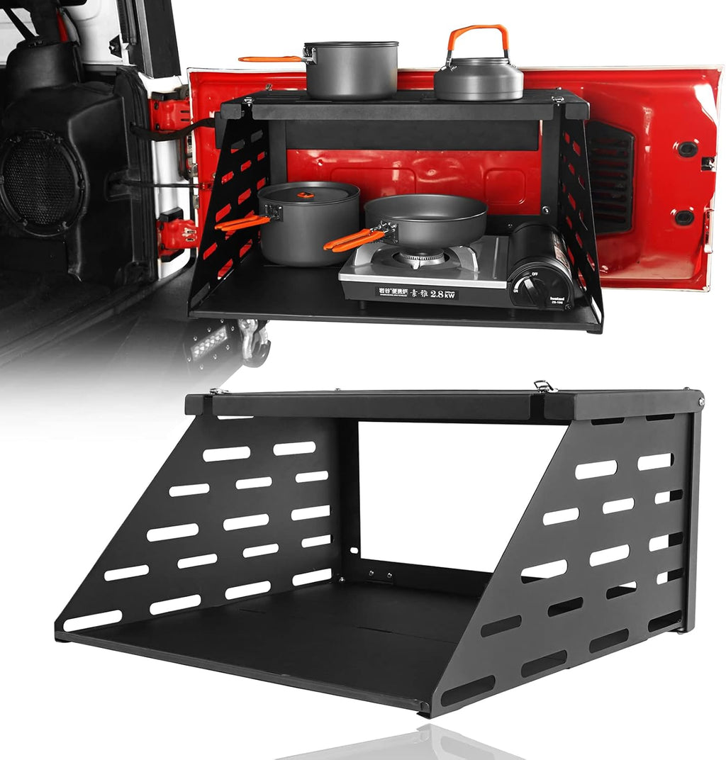 2-Tier Foldable Tailgate Table Camping Cargo Shelf N2853