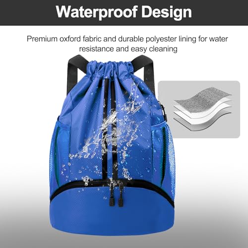 Drawstring Backpack with Shoes Compartment and Wet Proof Pocket S166
