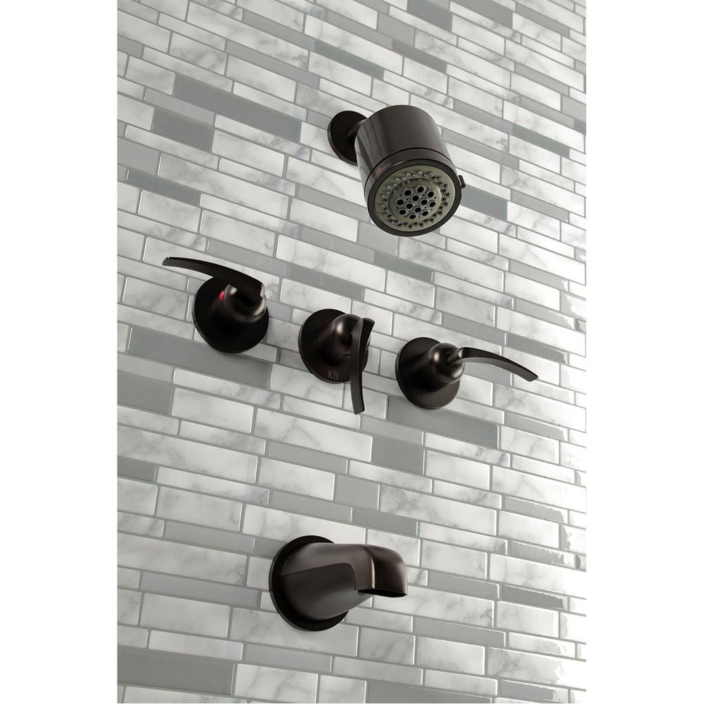 Three Handle Tub and Shower Faucet Matte Black D115943