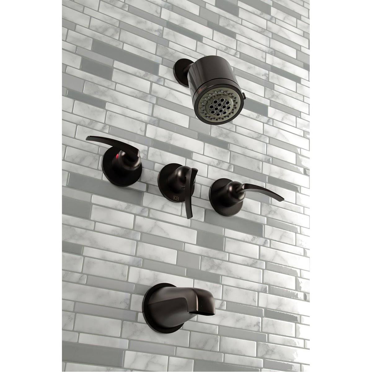 Three Handle Tub and Shower Faucet Matte Black D115943