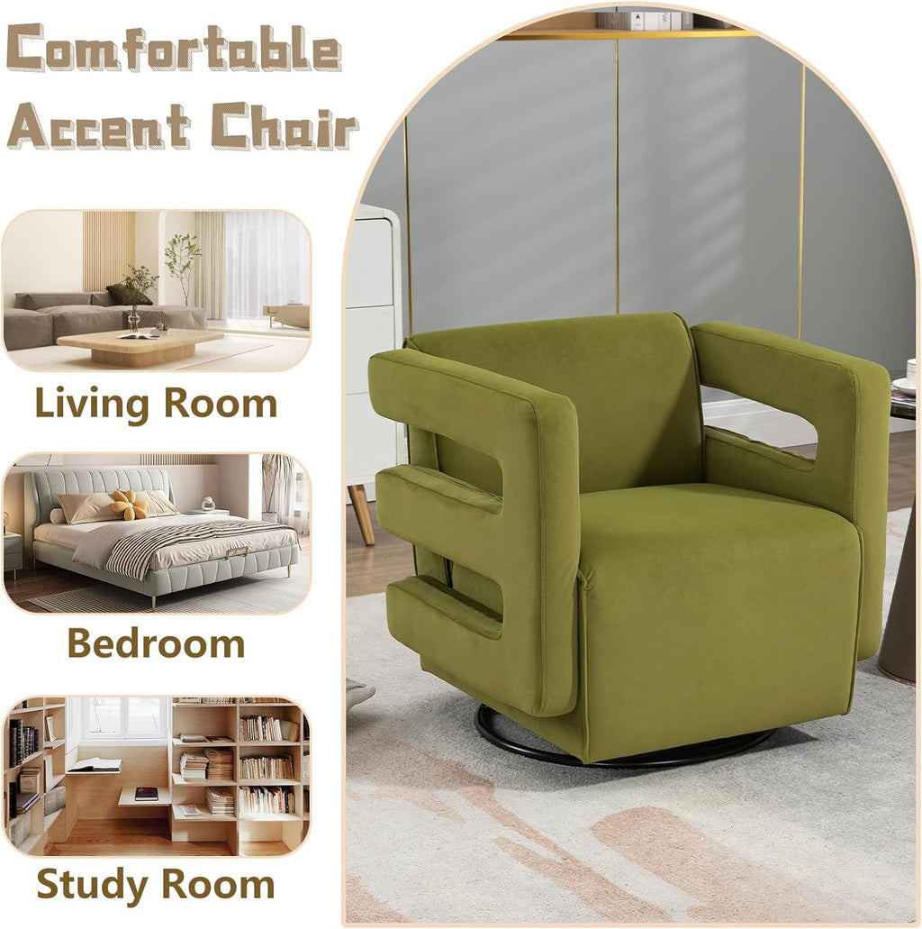 Olive Upholstered Swivel Accent Chair Z174316