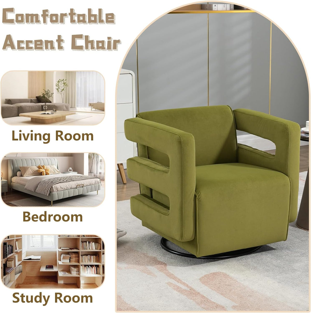 Olive Upholstered Swivel Accent Chair Z174316