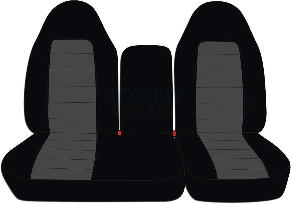 Black & Charcoal Two-Tone Front 40/60 Split Bench Truck Seat Covers S5138
