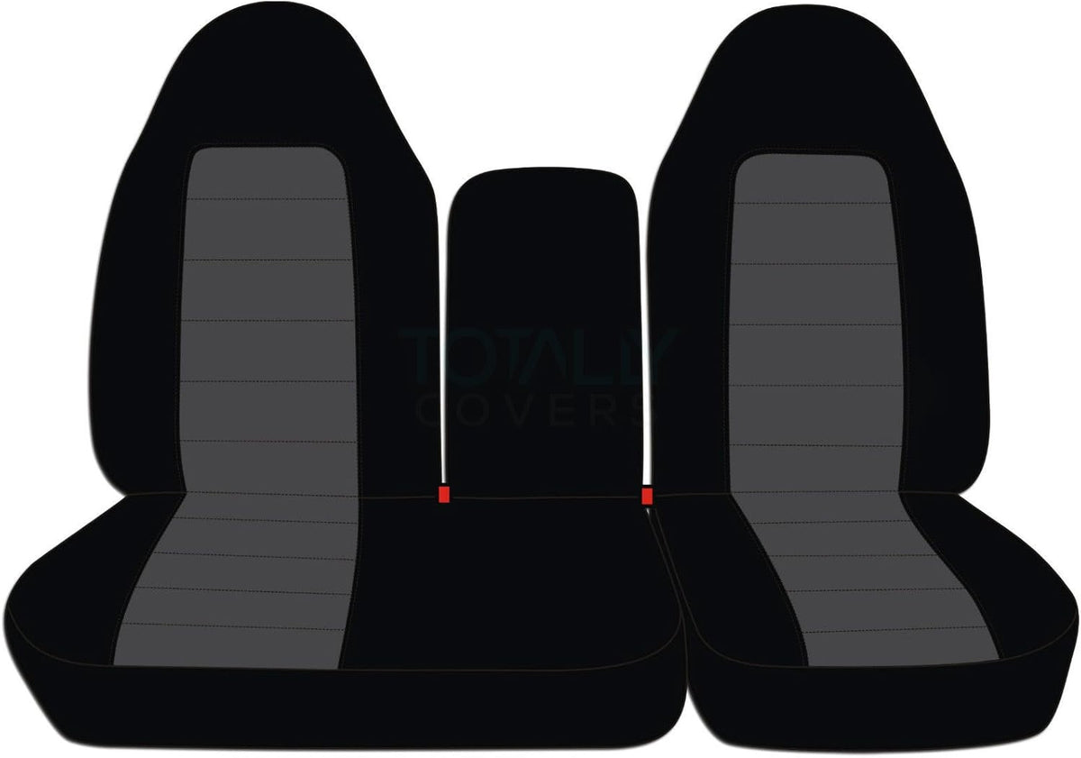 Black & Charcoal Two-Tone Front 40/60 Split Bench Truck Seat Covers S5138