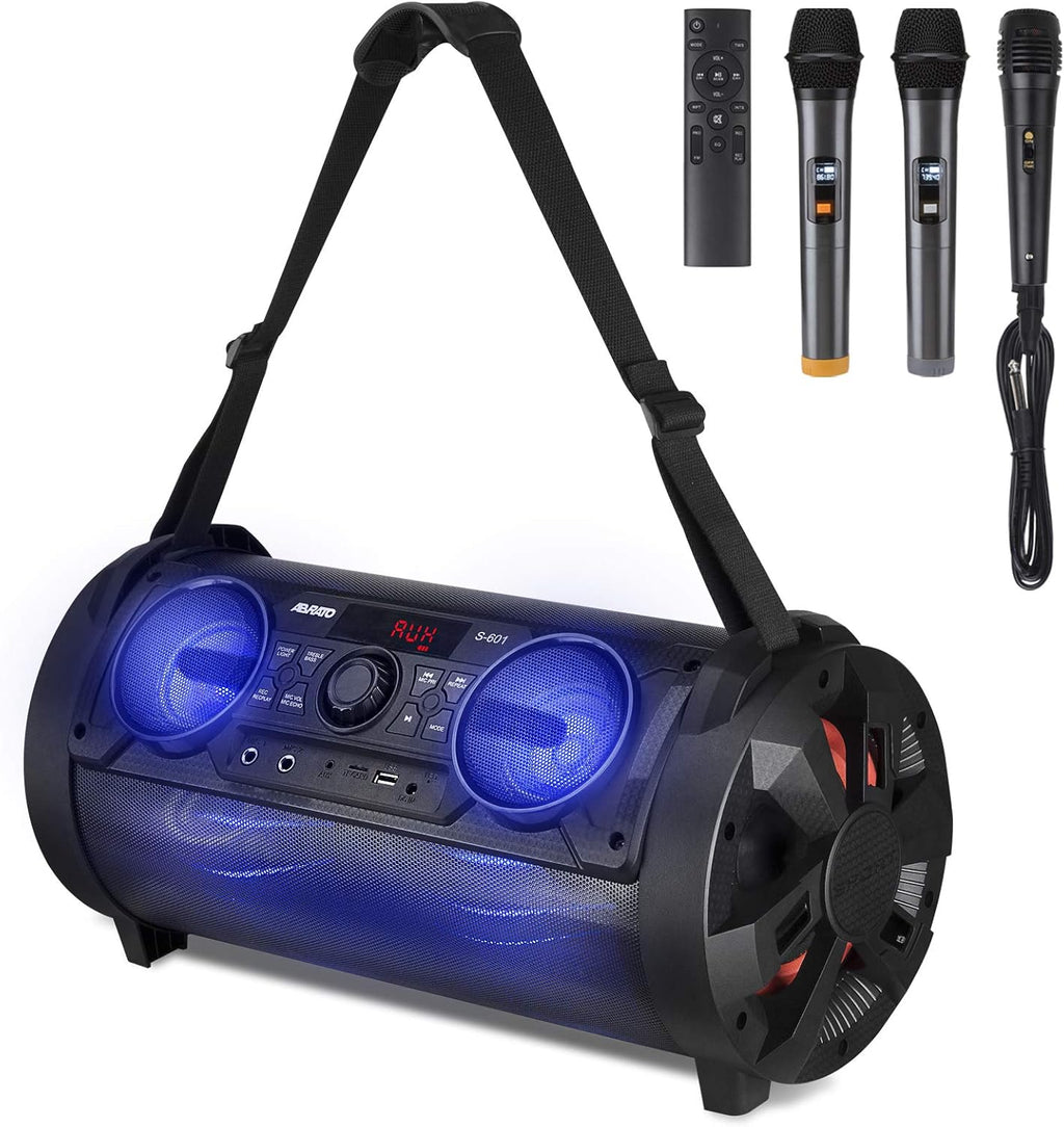 Portable Karaoke Machine with 6 Subwoofer Bluetooth Speaker, 3 Microphones K5888