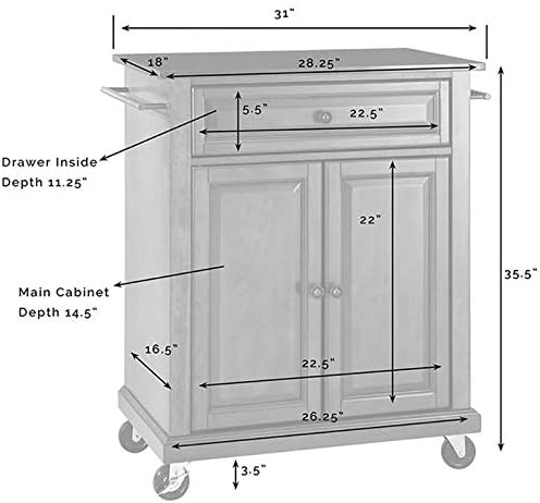 Black Granite Top Cherry Kitchen Cart H965302
