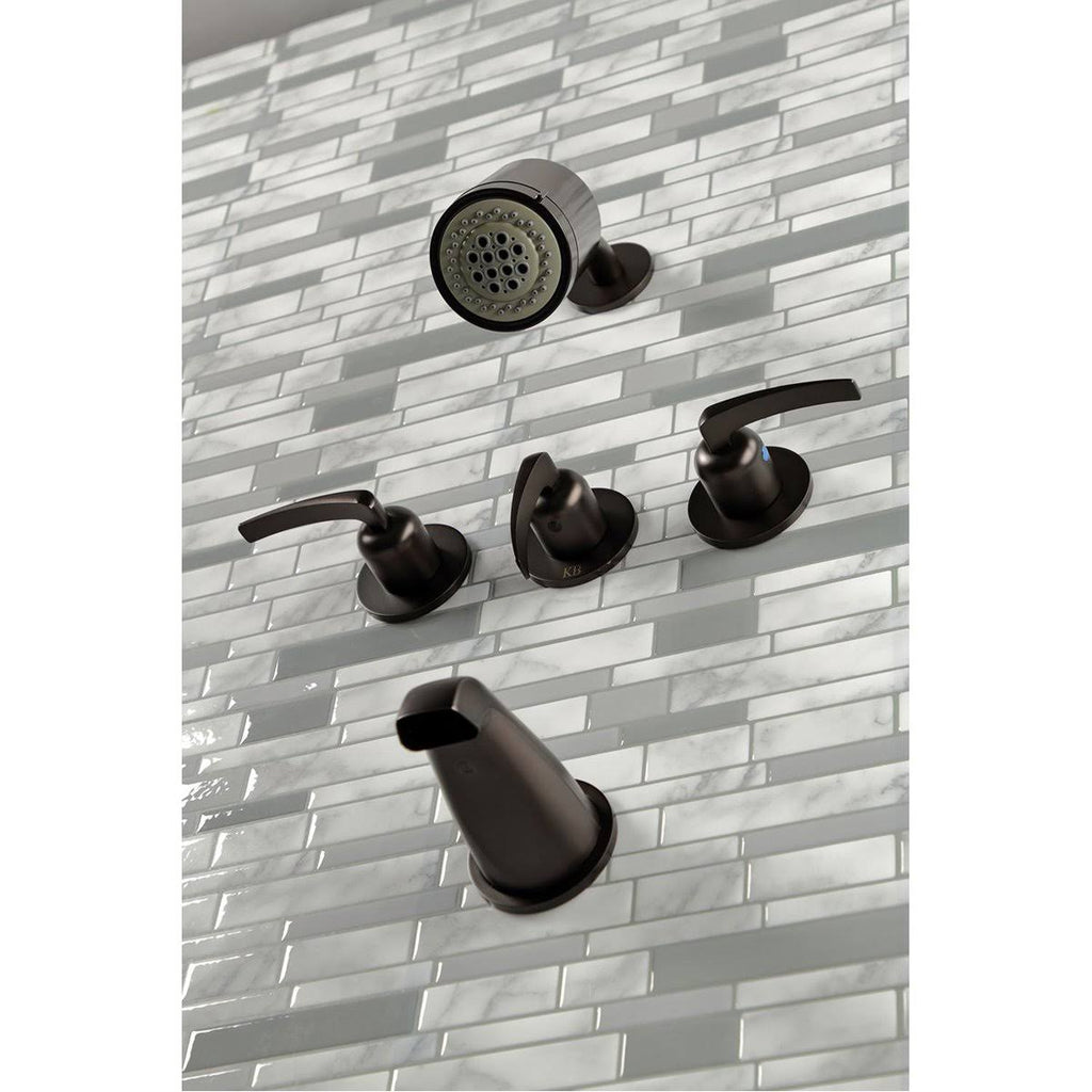 Three Handle Tub and Shower Faucet Matte Black D115943