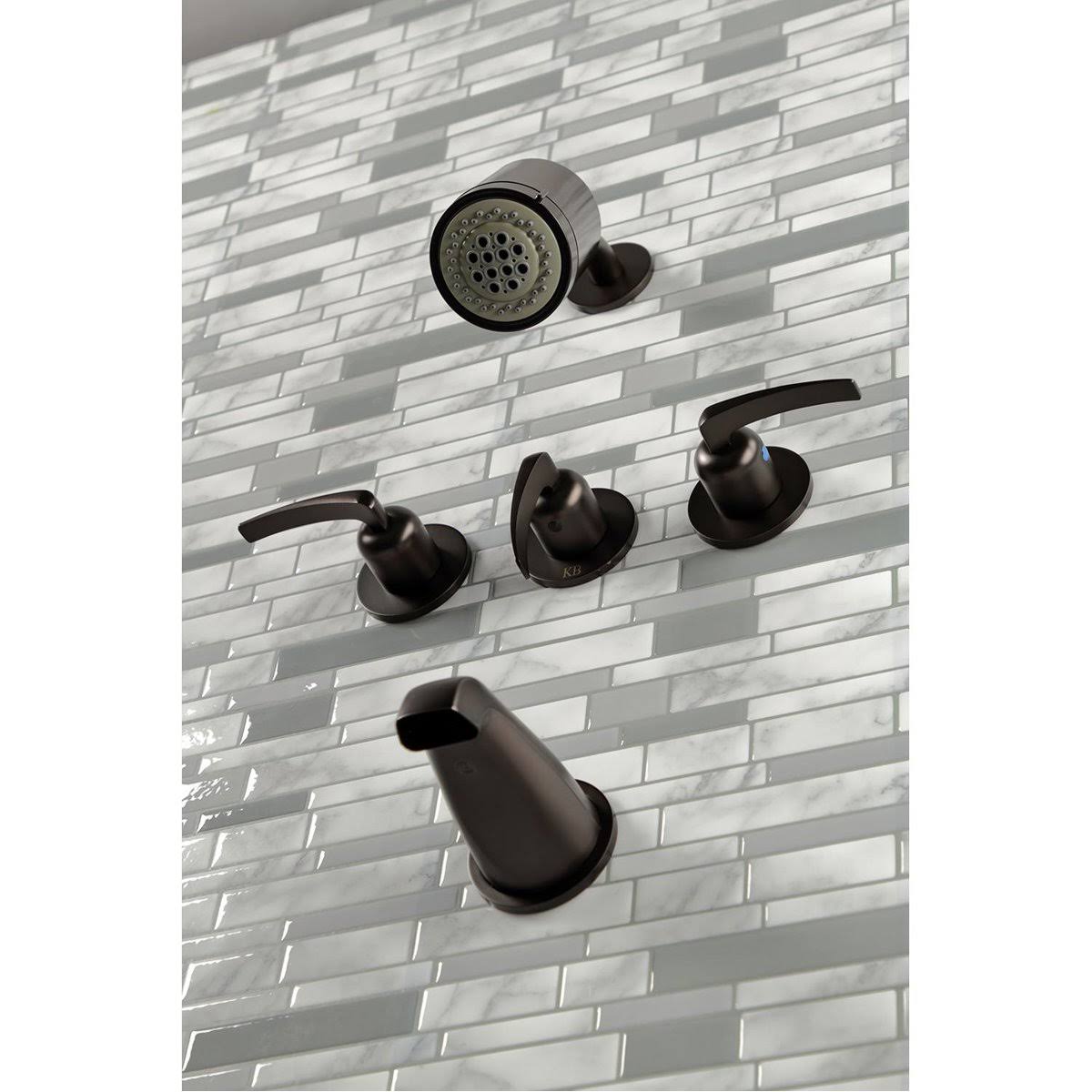 Three Handle Tub and Shower Faucet Matte Black D115943
