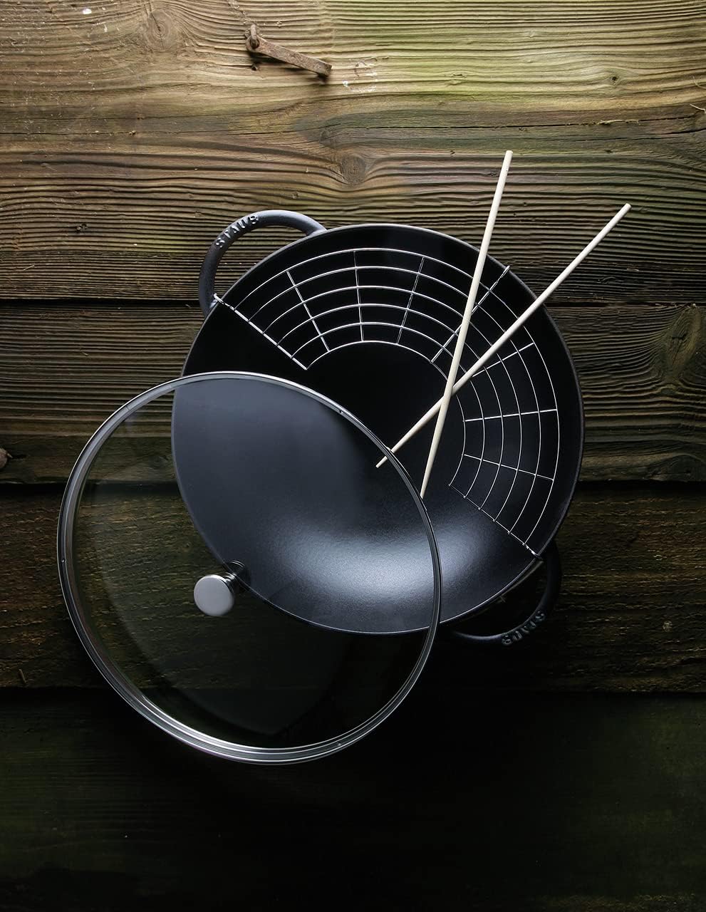 Black Matte Cast Iron Wok H279
