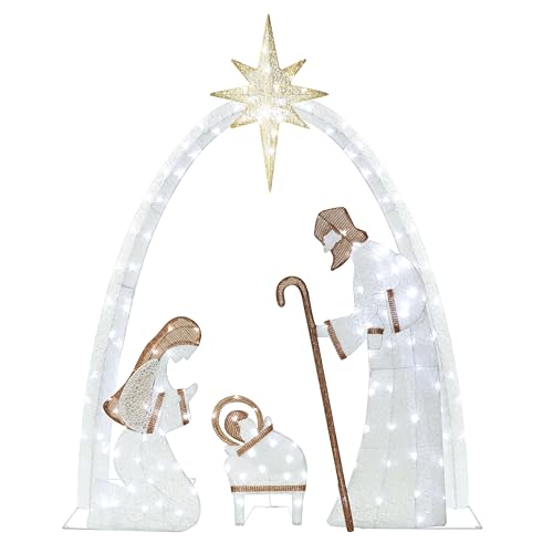 5FT Pre-Lit Iridescent Nativity Scene with 150 LED Lights U901126