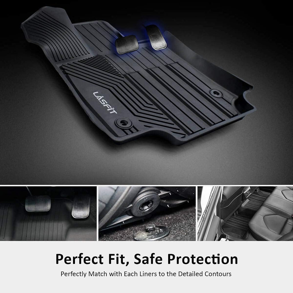 Black All Weather TPE Car Floor Liners Front and Rear Row Z114