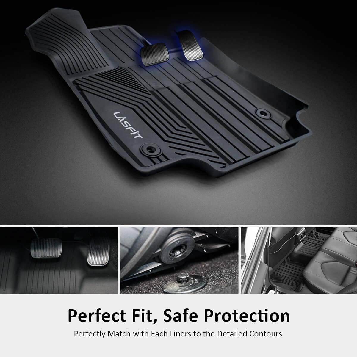 Black All Weather TPE Car Floor Liners Front and Rear Row Z114