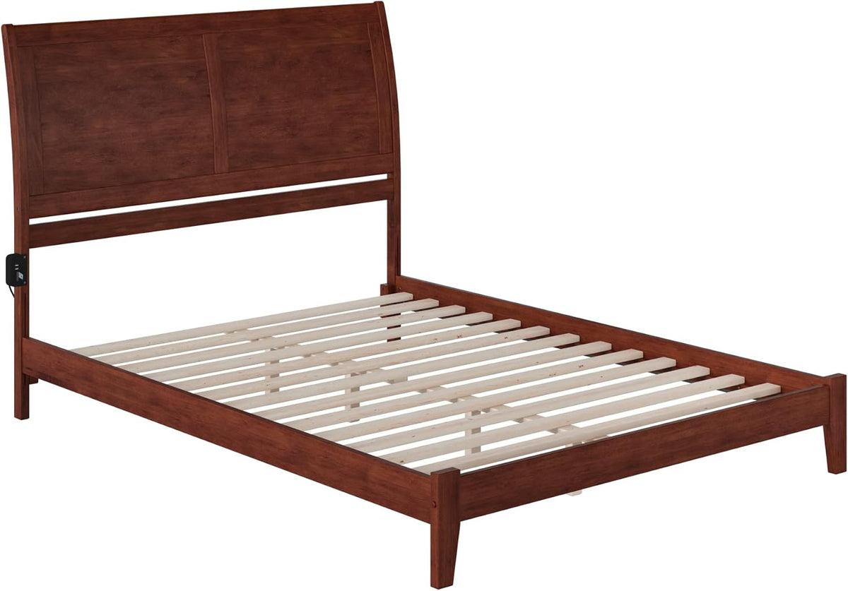 King Walnut Wood Platform Bed F45818