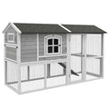 Light Gray Wooden Chicken Coop with Nesting Box and Removable Tray F420