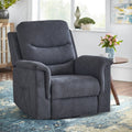 Grey Velvet Manual Swivel Rocker Recliner Chair F749