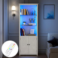 70" Tall Wood 5-Shelf Bookcase with Glass Shelves A7900