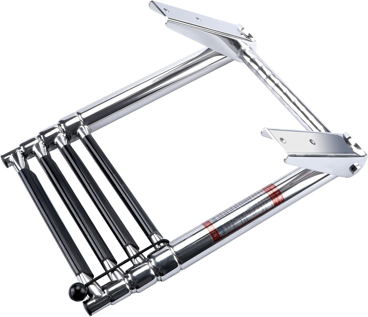 Folding 4 Step Stainless Steel Telescoping Boat Ladder Pack of 2 B9882
