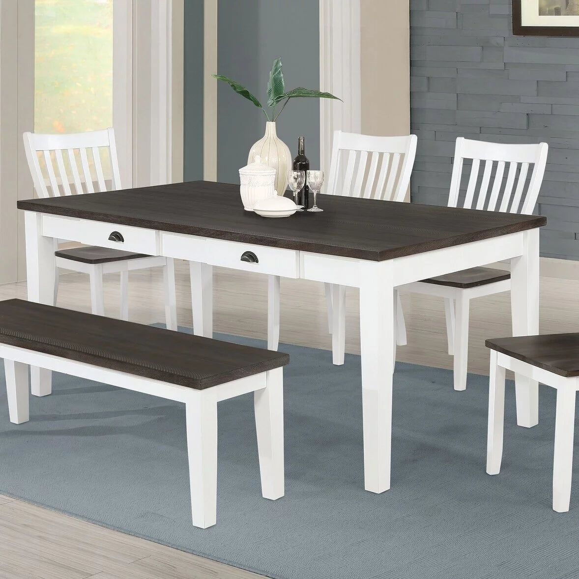 Espresso and White 4-drawer Dining Table Z79046