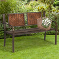Patio Garden Bench Steel Frame Rattan Backrest P293