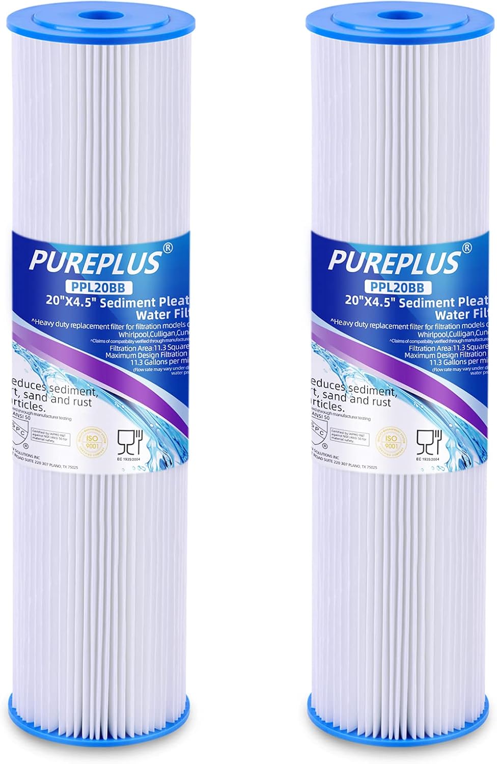 20 x 4.5 Whole House Pleated Sediment Filter Replacement Cartridge 2Pack Q5620