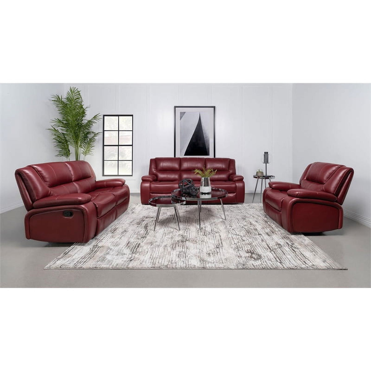 Red Faux Leather Upholstered Glider Recliner E494357