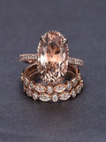 Morganite and Diamond Trio Ring Set in 10k Rose Gold J815