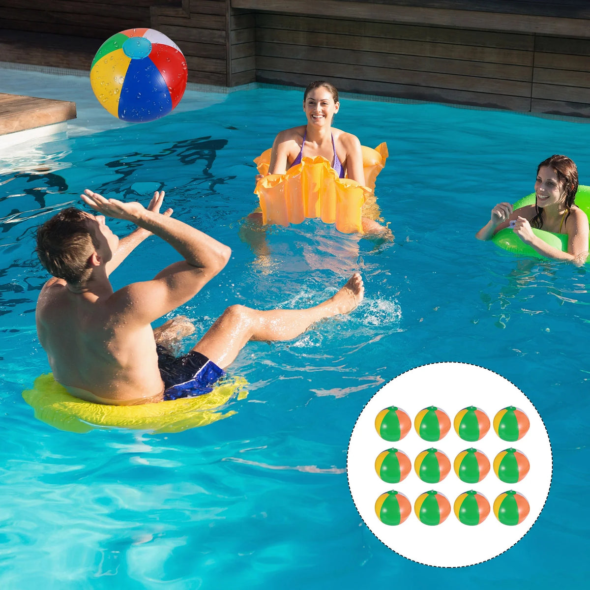12 Pcs Inflatable Beach Balls Pool Toys J344619