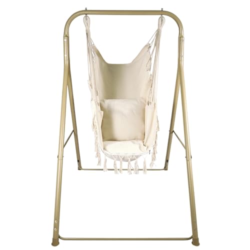 Hammock Chair Stand with Hanging Swing Chair, Heavy Duty Steel, Max Load 330 Lbs J45973