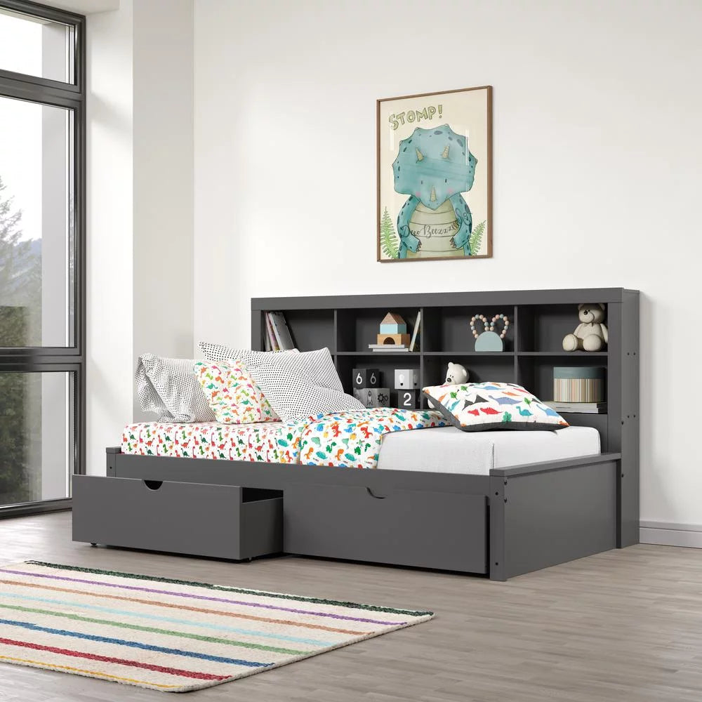 Dark Grey Twin Bookcase Day Bed B579