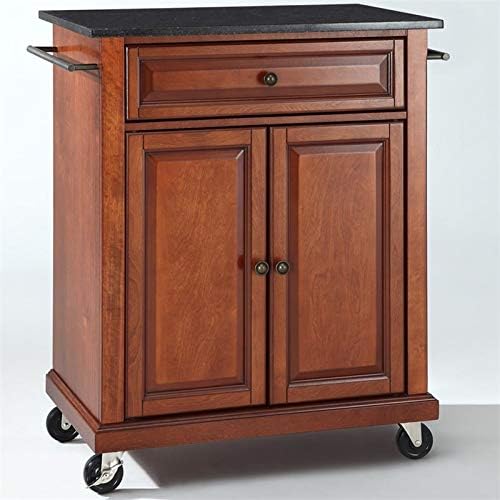 Black Granite Top Cherry Kitchen Cart H965302