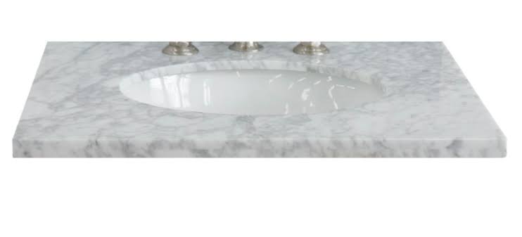 White Carrara Top Single Oval Sink T477