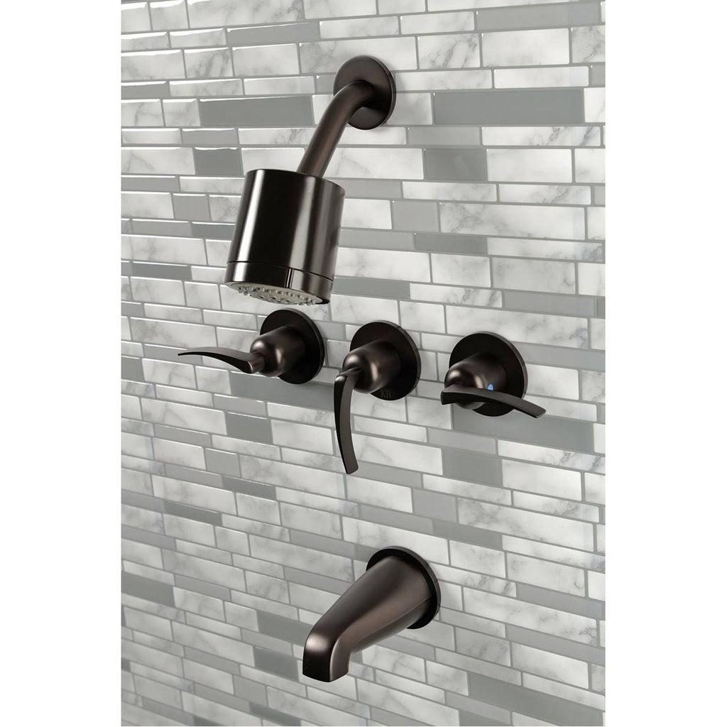 Three Handle Tub and Shower Faucet Matte Black D115943