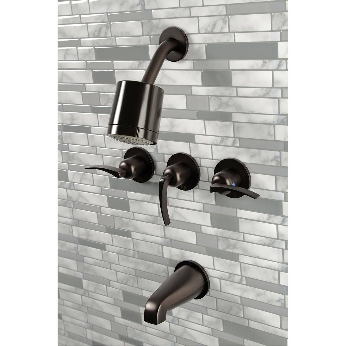 Three Handle Tub and Shower Faucet Matte Black D115943