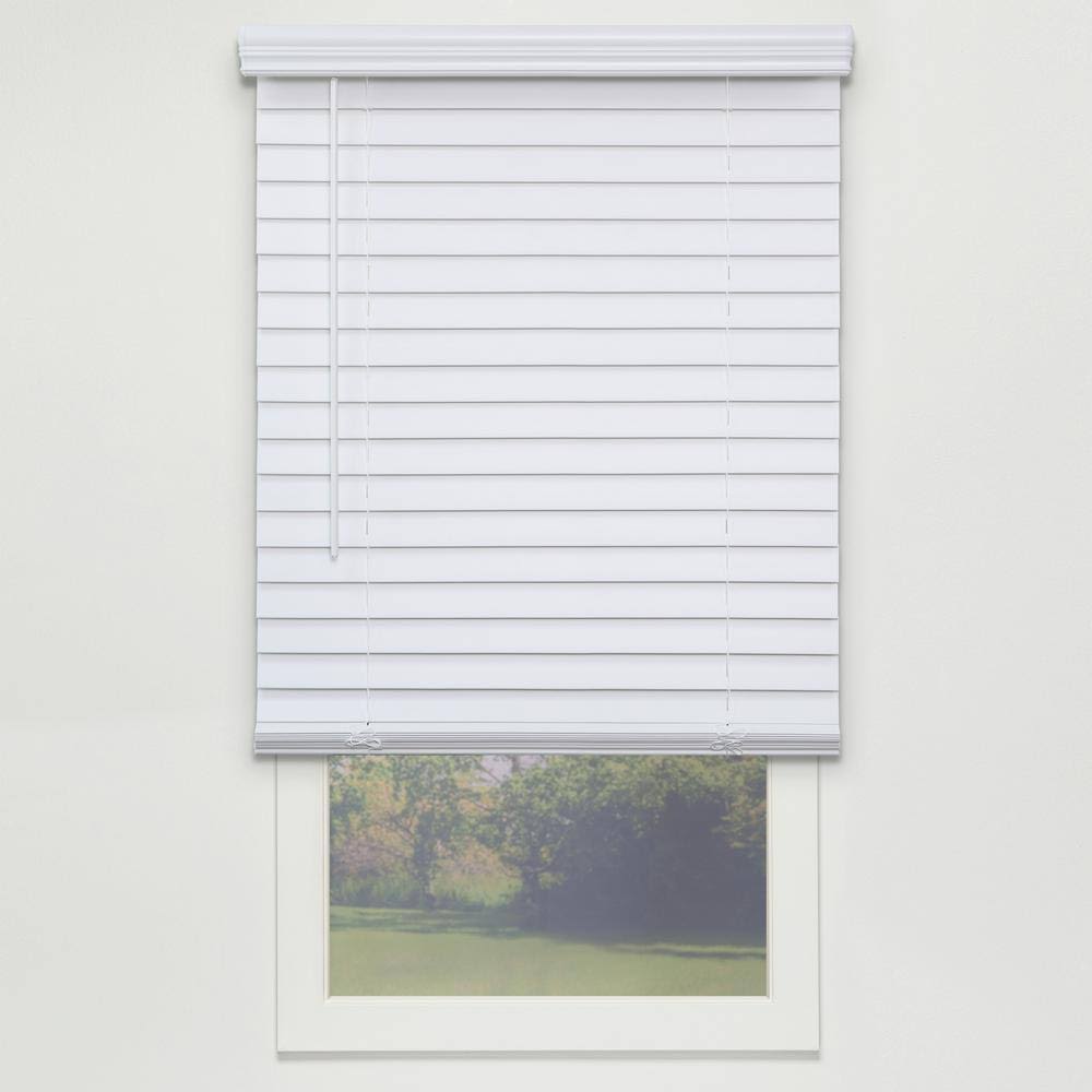 White Cordless PVC Faux Wood Blind 65.5 in. W x 64 in. L X17799