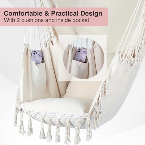 Hammock Chair Stand with Hanging Swing Chair, Heavy Duty Steel, Max Load 330 Lbs J45973